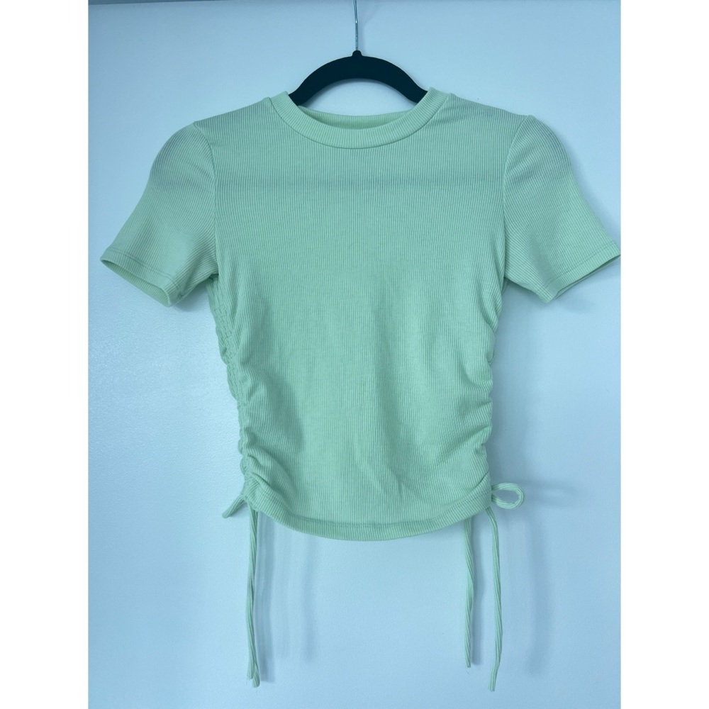 ZARA WOMENS LIKE NEW MINT SCRUNCHED SIDE CROP